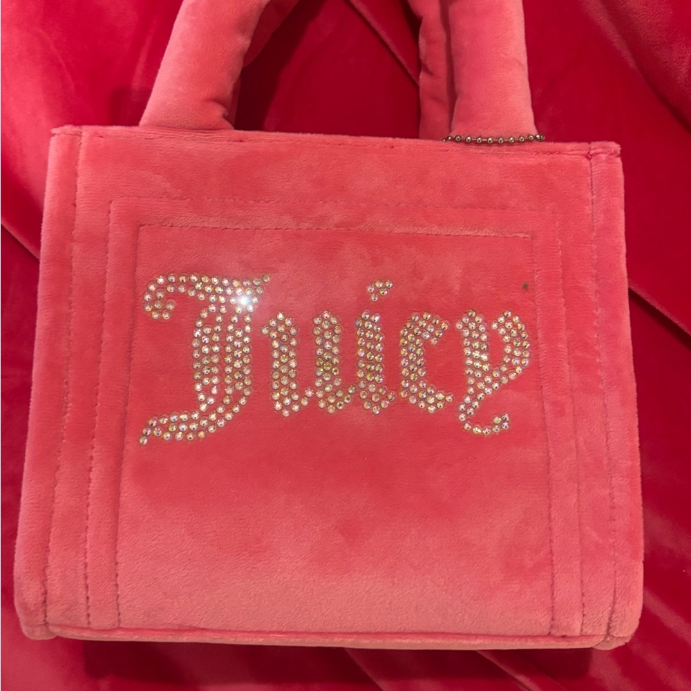 Juicy Couture Coral Handbag with Rhinestone Logo